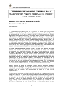 ESTABLECIMIENTO MODELO TERRABUSI S.A. s/transferencia