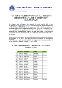 top ten student program aa 2015/2016 esenzione da tasse e