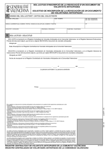 sol·licitud d`inscripció de la revocació d`un document de voluntats