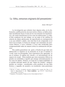 La fobia, estructura originaria del pensamiento