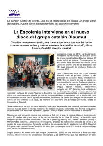 La Escolanía interviene en el nuevo disco del grupo catalán Blaumut