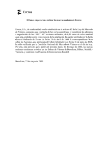 El lunes empezarán a cotizar las nuevas acciones de Ercros Ercros