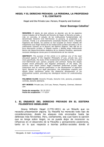 Hegel y el Derecho privado. La persona, la propiedad y el contrato