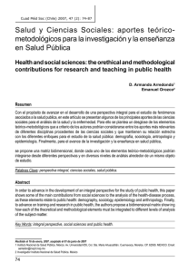 Salud y Ciencias Sociales: aportes teórico- metodológicos