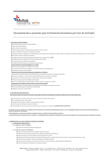 Documentación a presentar para la Prestación Económica por Cese