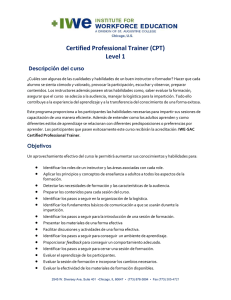 Certified Professional Trainer (CPT) Level 1