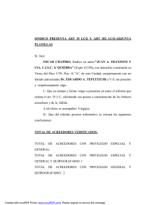 SINDICO PRESENTA ART 35 LCQ Y ART 202 LCQ