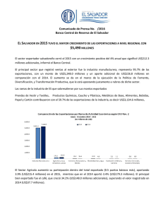 Comunicado de Prensa No. /2016 Banco Central de Reserva de El