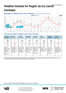 Weather forecast for Región de los Llanos Centrales