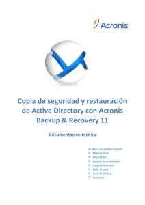 Copia de seguridad y restauración de Active Directory con Acronis