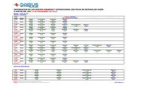 informacion de los nuevos horarios y expediciones con