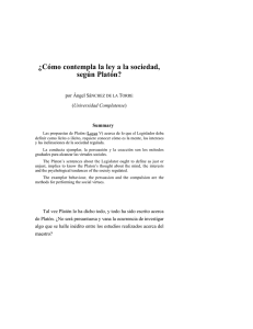 ¿Cómo contempla la ley a la sociedad, según Platón?