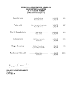 Indicadores comparativo Junio de 2013