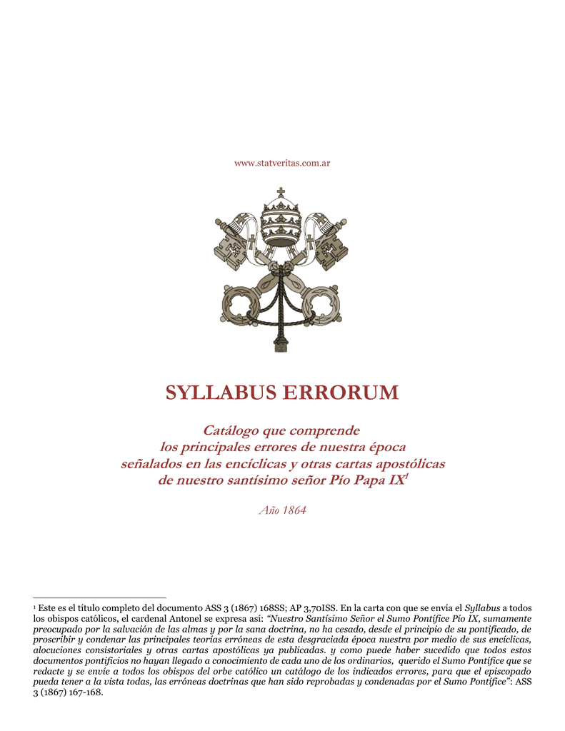 Syllabus Errorum Syllabus Errorum