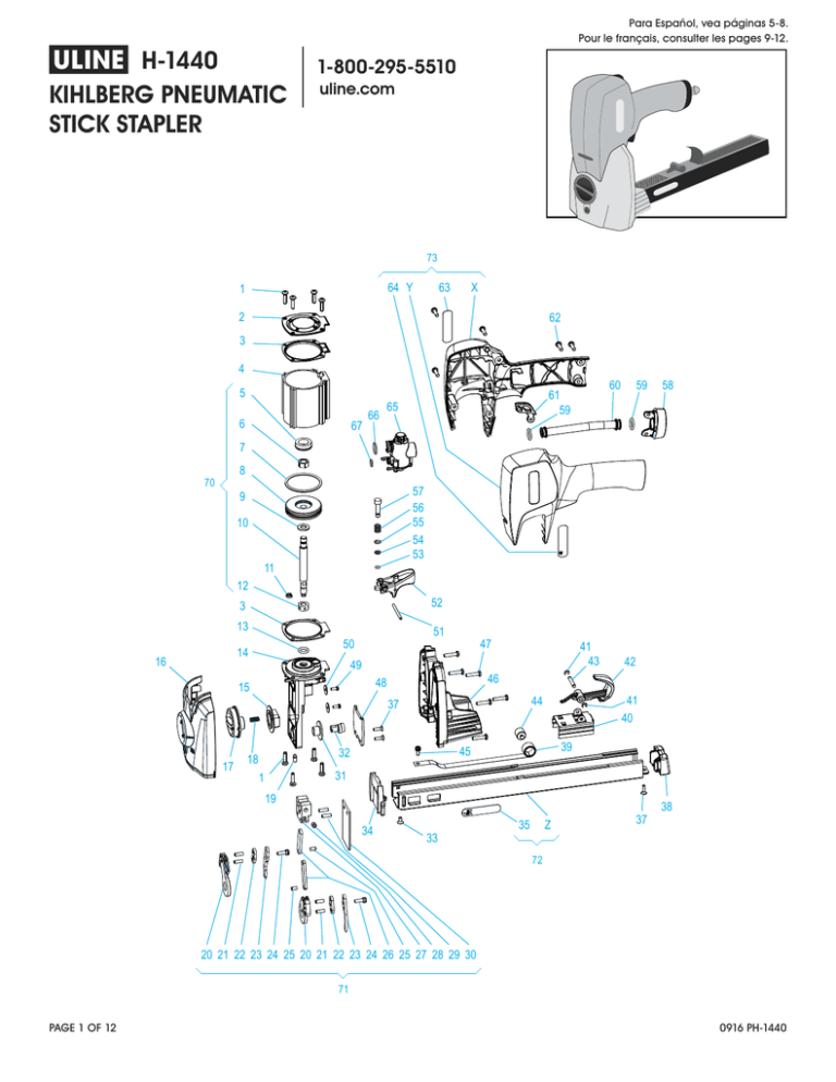kihlberg pneumatic stick stapler h1440