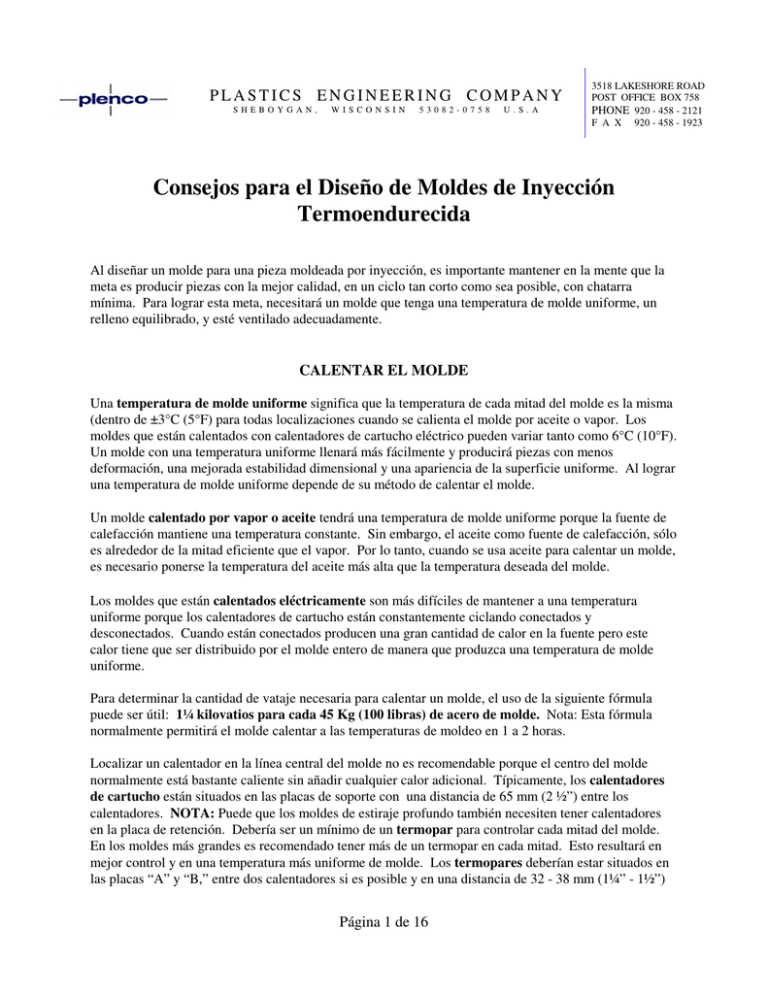 Consejos para el Diseño de Moldes de Inyección