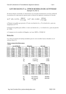 LEY DE RAOULT vs. OTROS MODELOS DE ACTIVIDAD Solución