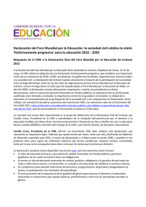 Declaración del Foro Mundial por la Educación: la sociedad civil
