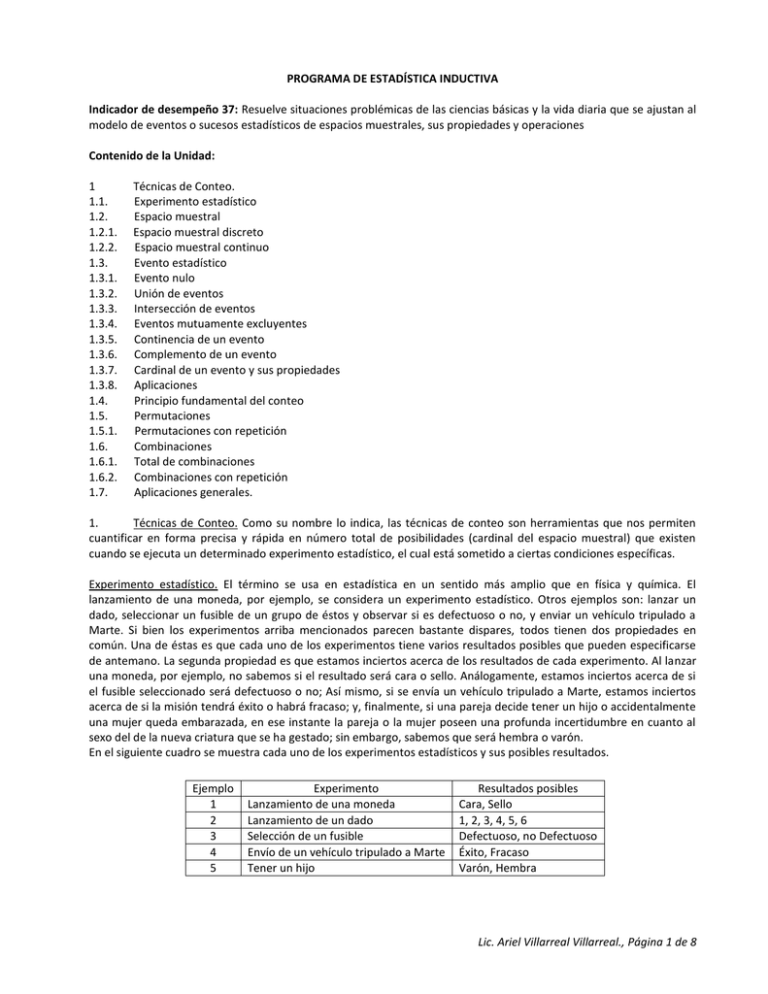 PROGRAMA DE ESTADÍSTICA INDUCTIVA