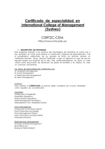 Certificado de especialidad en International College of Management