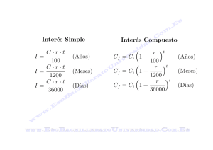 Interés Simple I = C · r · t 100