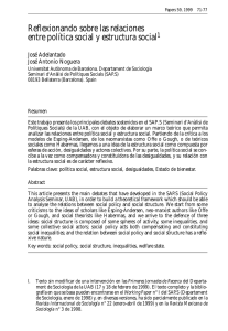 Reflexionando sobre las relaciones entre política social y estructura