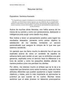 Resumen del foro Expositora: Verónica Acevedo. Autora de muchas