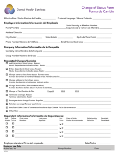 CA Change Form - Dental Health Services