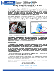 BOLETIN METEOROLÓGICO ESPECIAL No. 26-2015
