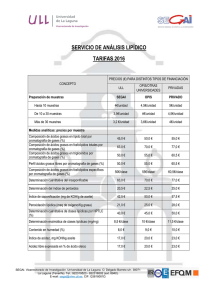 Lista de precios - Segai - Universidad de La Laguna