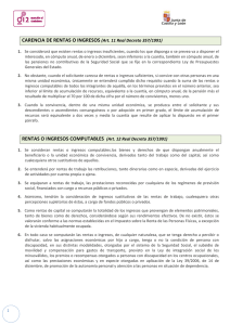 CARENCIA DE RENTAS O INGRESOS (Art. 11 Real Decreto 357