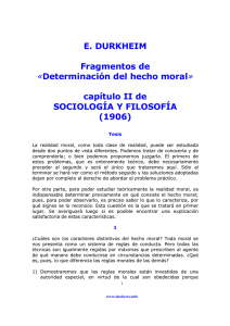 E. DURKHEIM Fragmentos de «Determinación del hecho moral