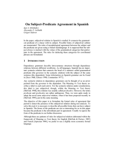 On Subject-Predicate Agreement in Spanish
