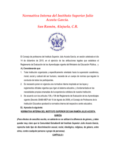 Normativa Interna del Instituto Superior Julio Acosta García. San