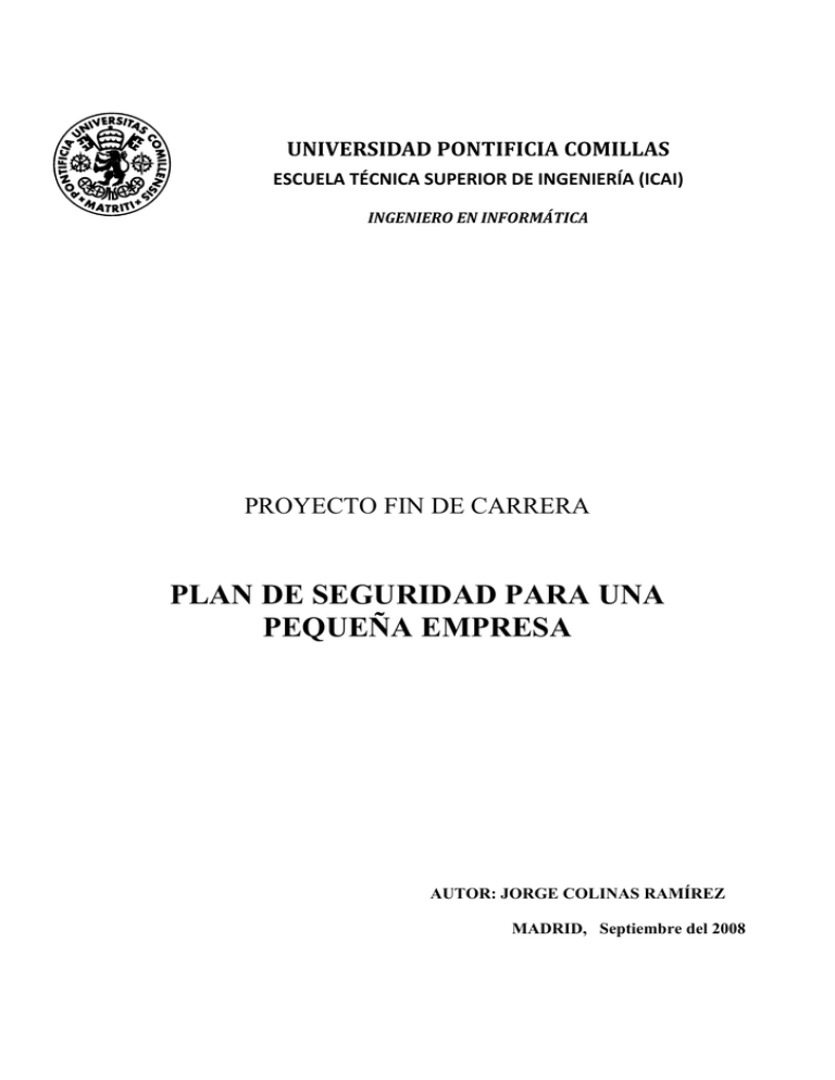 Plan de seguridad para una pequeña empresa - Informática