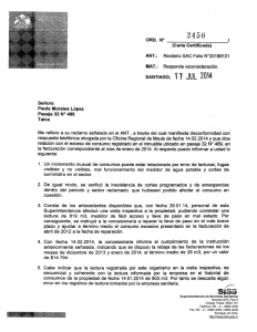 ANT.: ORD. N° Reclamo SAC Folio N°20189121 (Carta Certificada