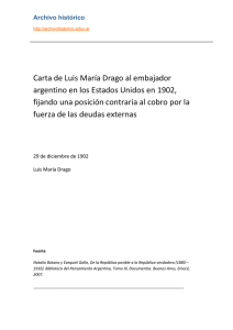 Carta de Luis María Drago al embajador argentino en los Estados