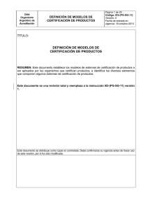 definici&oacute;n de modelos de certificaci&oacute;n de productos
