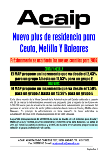 Nuevo plus de residencia para Ceuta, Melilla Y Baleares