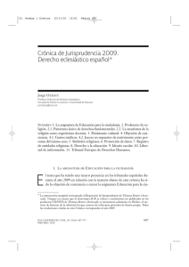Crónica de Jurisprudencia 2009. Derecho eclesiástico español*