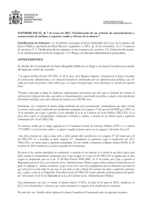 Informe 36/12, de 7 de mayo de 2013. Clasificación de un contrato de