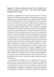 Espinoza, G. Antonio. Education and the State in Modern Peru