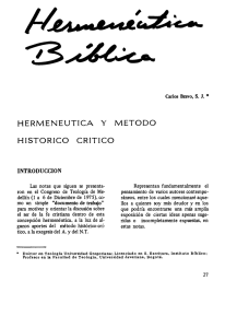 HERMENEUTICA y METODO HISTORICO CRITICO