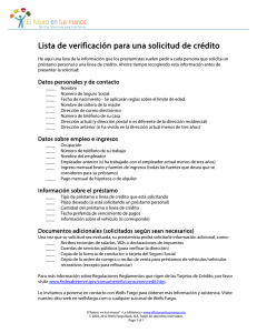 Lista de verificacion para una solicitud de credito