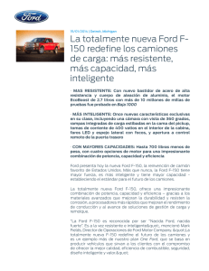 La totalmente nueva Ford F- 150 redefine los camiones de carga