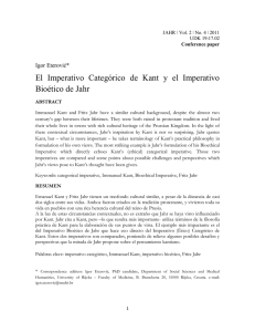 El Imperativo Categórico de Kant y el Imperativo