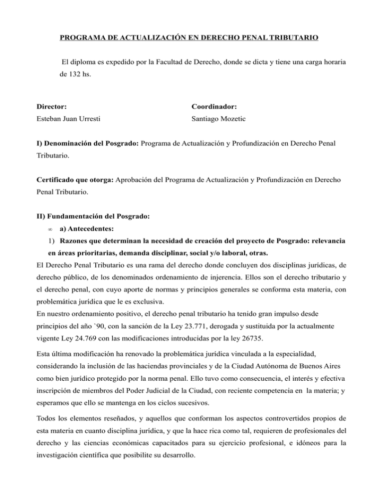 Programa De Actualización En Derecho Penal Tributario