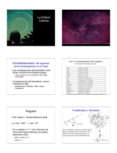 La Esfera Celeste Constelaciones: 88 regiones Ángulos Cuadrante