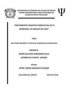 tratamiento cognitivo conductual de la depresión, un análisis de caso