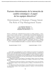 Factores determinantes de la intención de cambio estratégico: el